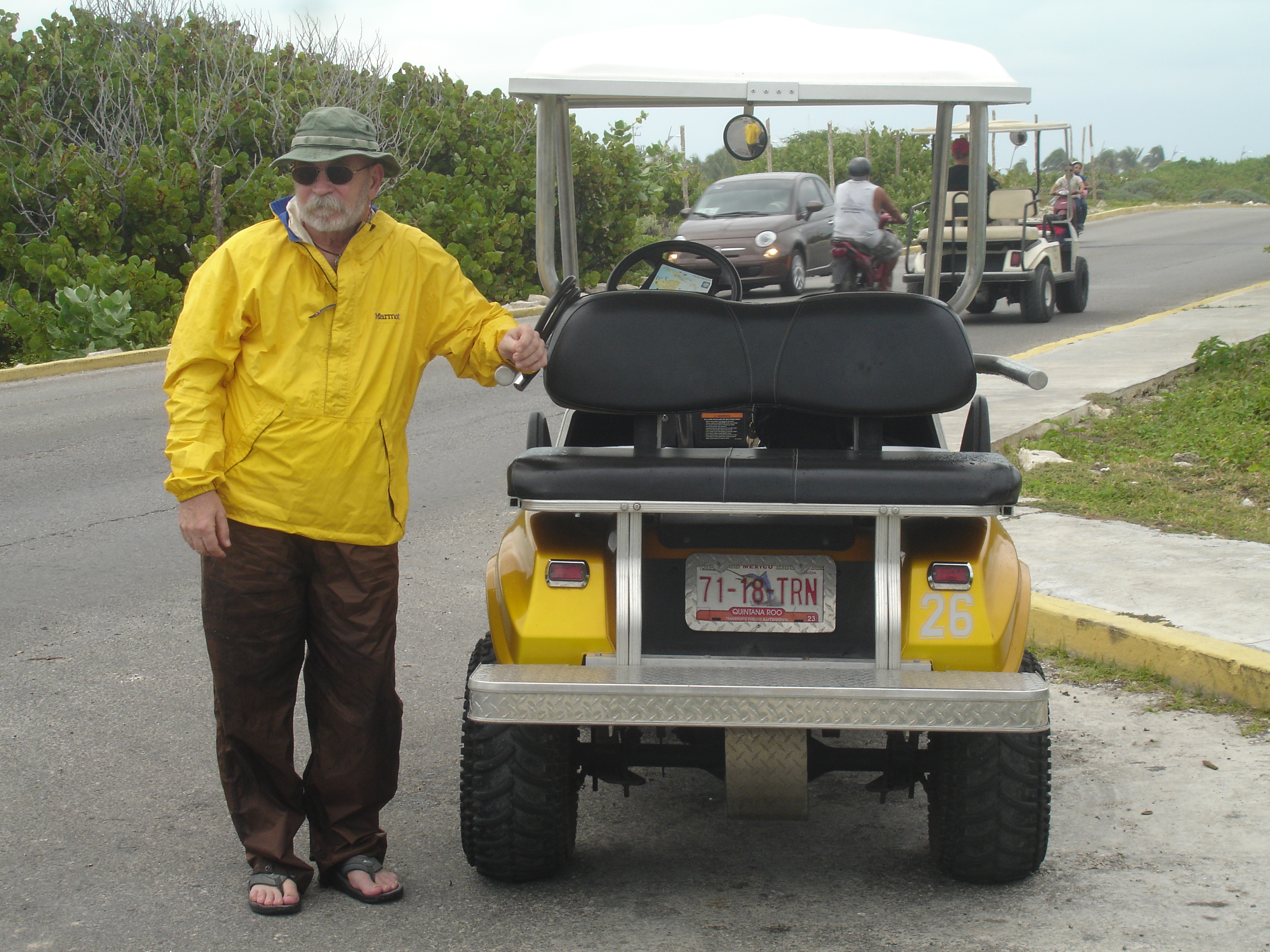 Isla Mujeres golf cart trek in the rain