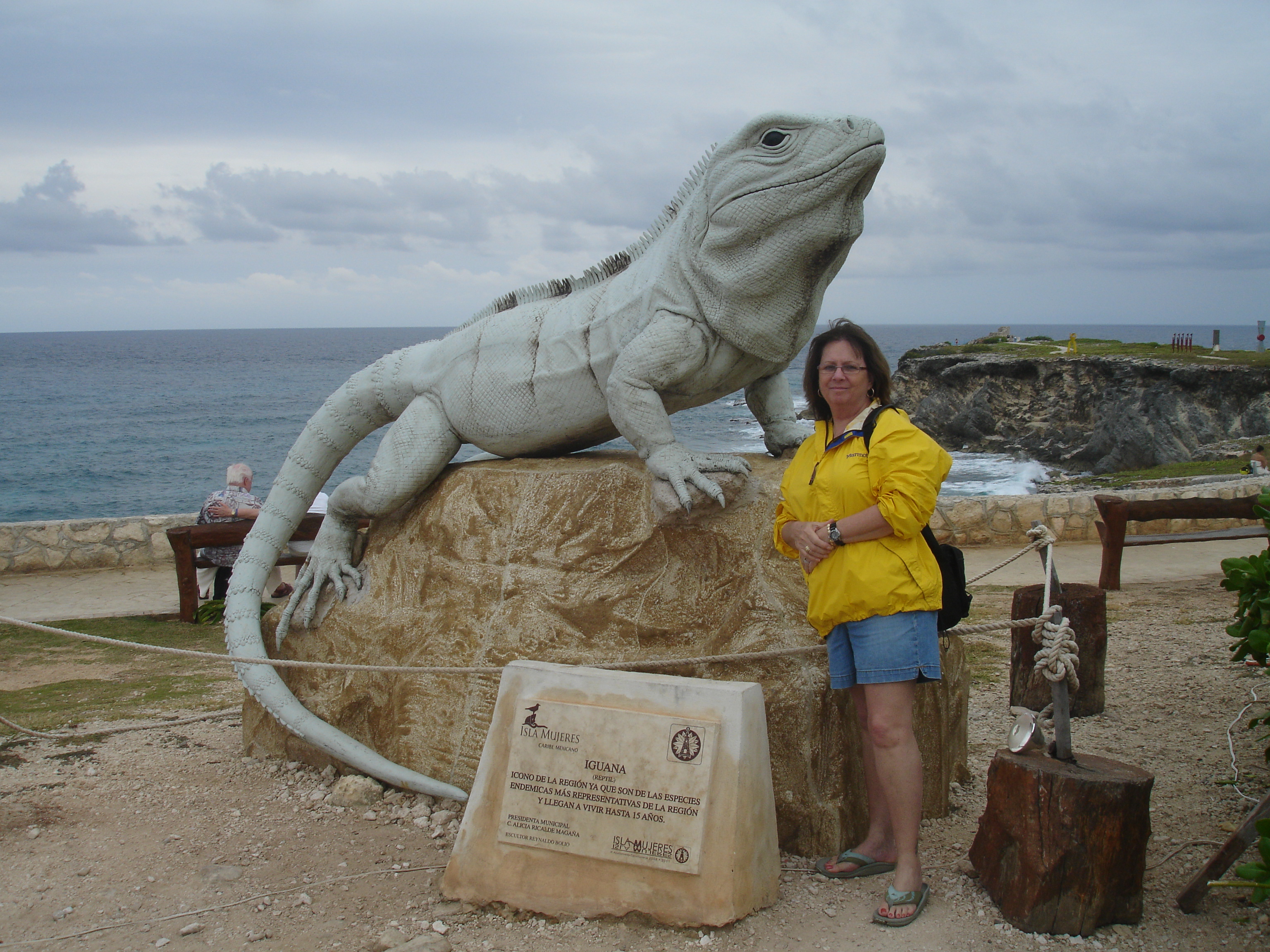 Photographer with iguana