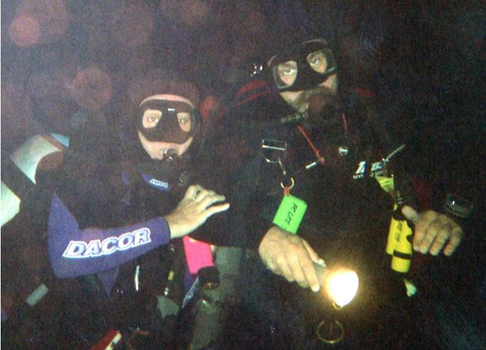 maureen on a cavern dive